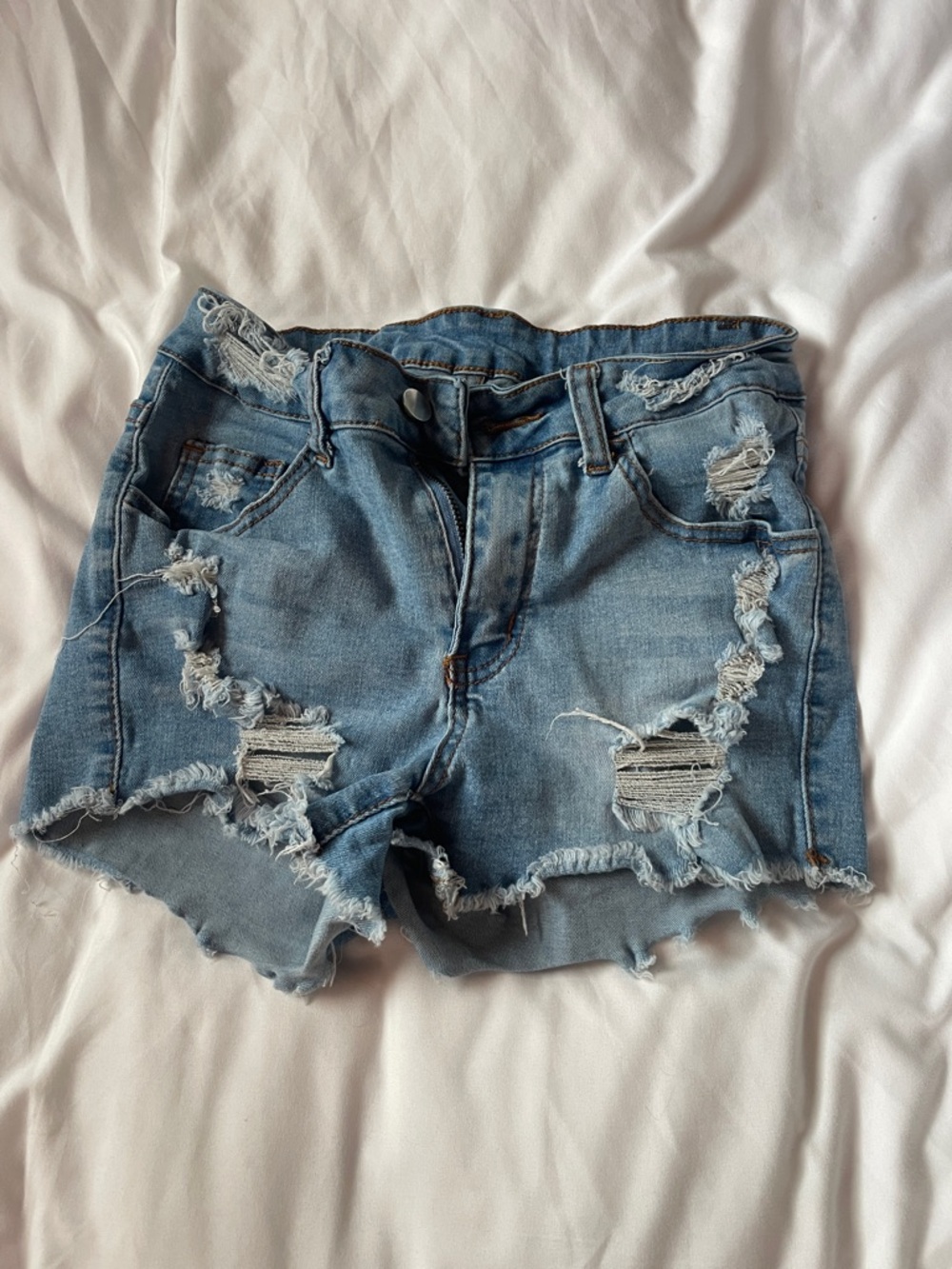 SHEIN Light Blue Ripped Denim Jean Shorts